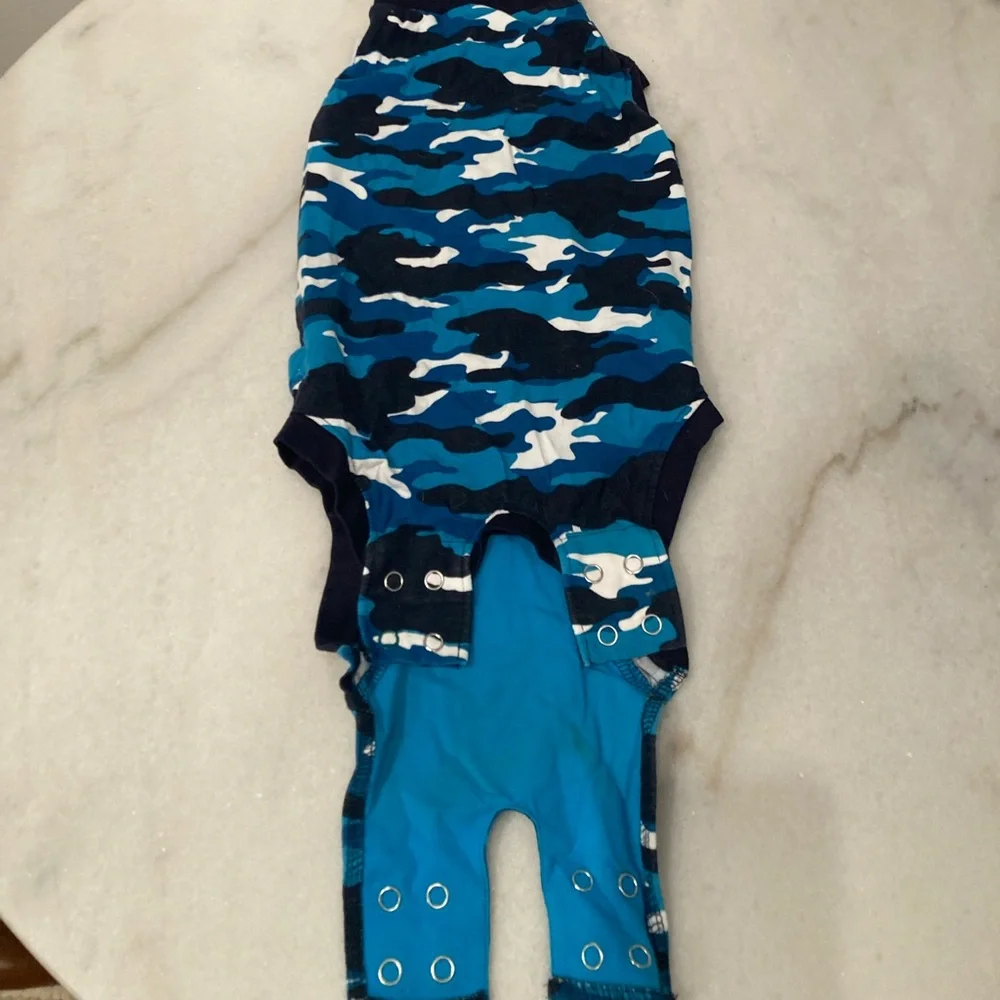 Dog Recovery Suit - Blue Camo - size small